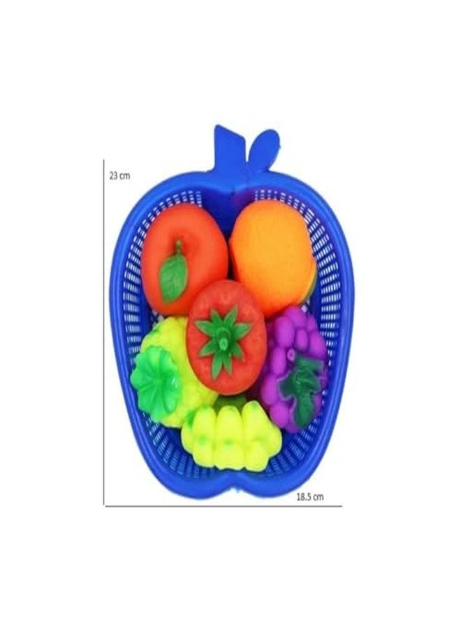 ARTHDEEP Kids Play Food Set, Colorful Plastic Fruit Basket with Orange, Tomatoes, Apple, Grape, Educational Pretend Play Kitchen Toys - Image 3